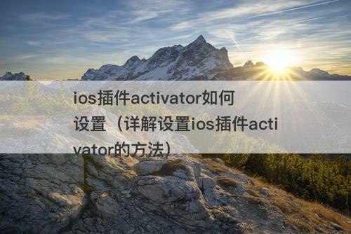 ios插件activator如何设置（详解设置ios插件activator的方法）