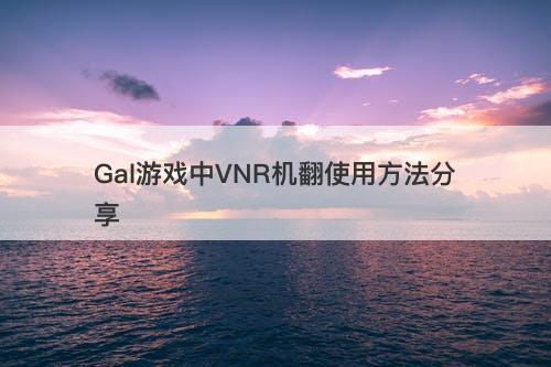 Gal游戏中VNR机翻使用方法分享