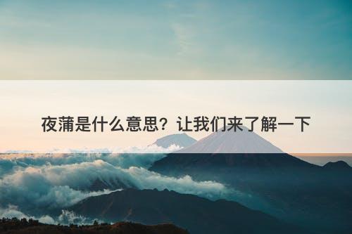 夜蒲是什么意思？让我们来了解一下