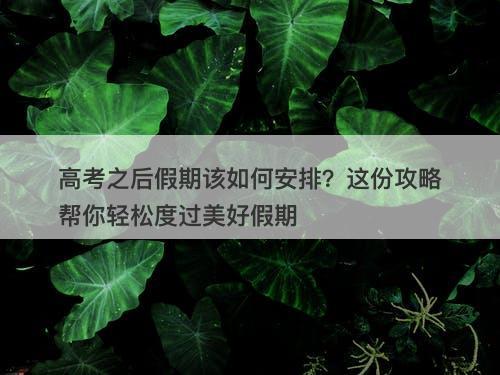 高考之后假期该如何安排?这份攻略帮你轻松度过美好假期-图1 高考之后假期该如何安排?这份攻略帮你轻松度过美好假期-图1