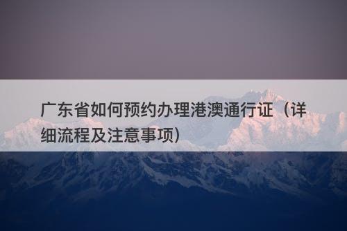 广东省如何预约办理港澳通行证（详细流程及注意事项）