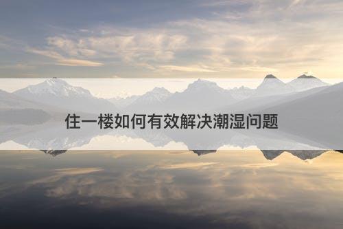 住一楼如何有效解决潮湿问题