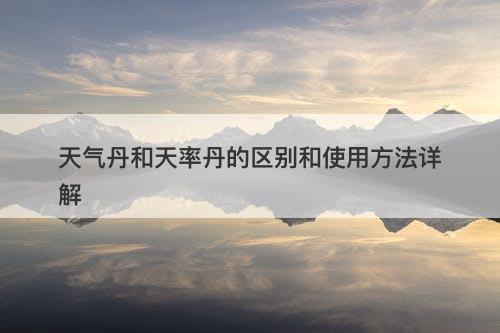 天气丹和天率丹的区别和使用方法详解