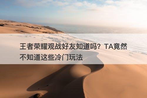 王者荣耀观战好友知道吗？TA竟然不知道这些冷门玩法