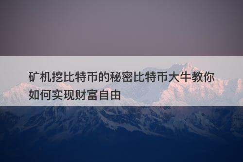 矿机挖比特币的秘密比特币大牛教你如何实现财富自由