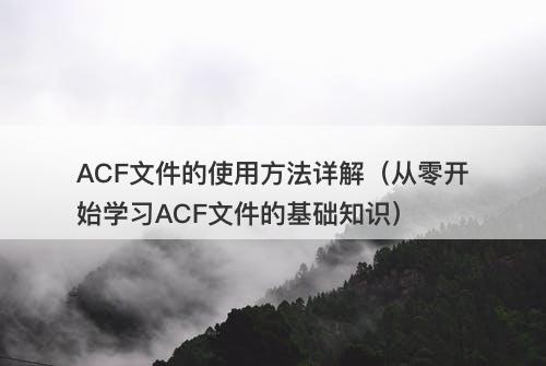 ACF文件的使用方法详解（从零开始学习ACF文件的基础知识）