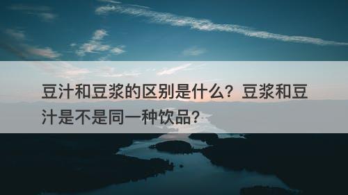 豆汁和豆浆的区别是什么？豆浆和豆汁是不是同一种饮品？