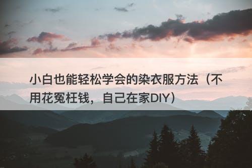 小白也能轻松学会的染衣服方法（不用花冤枉钱，自己在家DIY）