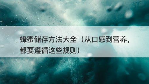 蜂蜜储存方法大全（从口感到营养，都要遵循这些规则）