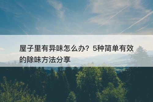 屋子里有异味怎么办？5种简单有效的除味方法分享
