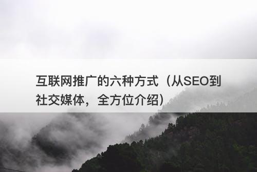 互联网推广的六种方式（从SEO到社交媒体，全方位介绍）