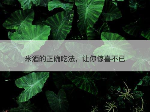 米酒的正确吃法，让你惊喜不已
