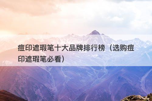 痘印遮瑕笔十大品牌排行榜（选购痘印遮瑕笔必看）