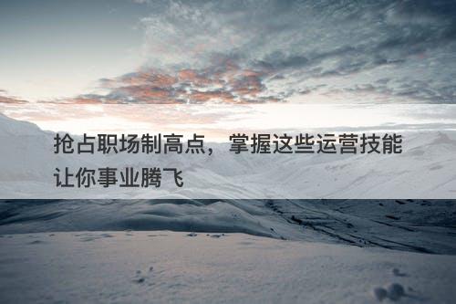 抢占职场制高点，掌握这些运营技能让你事业腾飞