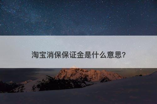 淘宝消保保证金是什么意思？