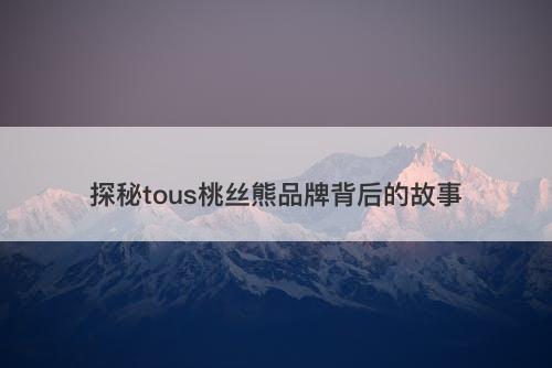 探秘tous桃丝熊品牌背后的故事