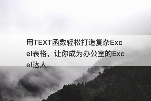 用TEXT函数轻松打造复杂Excel表格，让你成为办公室的Excel达人