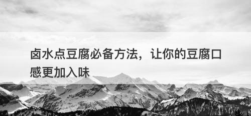 卤水点豆腐必备方法，让你的豆腐口感更加入味