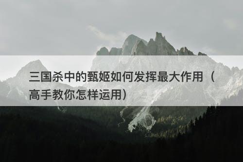 三国杀中的甄姬如何发挥最大作用（高手教你怎样运用）