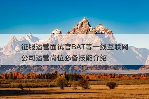 征服运营面试官BAT等一线互联网公司运营岗位必备技能介绍