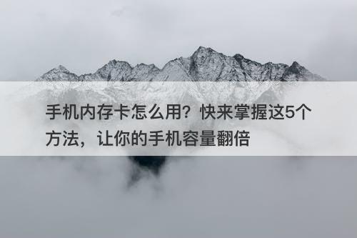 手机内存卡怎么用？快来掌握这5个方法，让你的手机容量翻倍