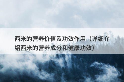 西米的营养价值及功效作用（详细介绍西米的营养成分和健康功效）