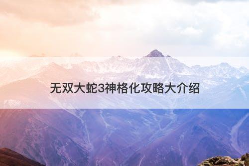 无双大蛇3神格化攻略大介绍