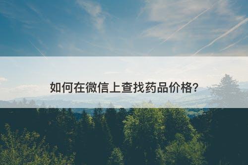 如何在微信上查找药品价格？