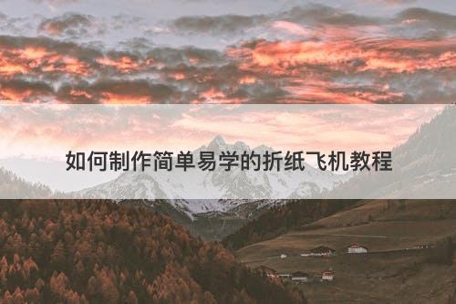 如何制作简单易学的折纸飞机教程