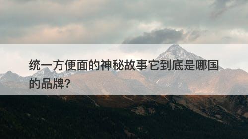 统一方便面的神秘故事它到底是哪国的品牌？