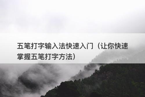 五笔打字输入法快速入门（让你快速掌握五笔打字方法）
