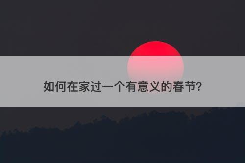 如何在家过一个有意义的春节？