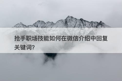 抢手职场技能如何在微信介绍中回复关键词？