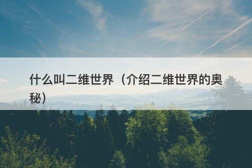 什么叫二维世界（介绍二维世界的奥秘）