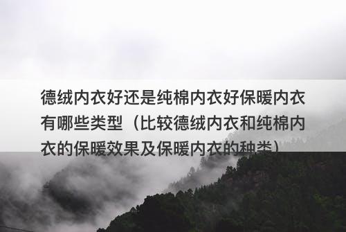 德绒内衣好还是纯棉内衣好保暖内衣有哪些类型（比较德绒内衣和纯棉内衣的保暖效果及保暖内衣的种类）