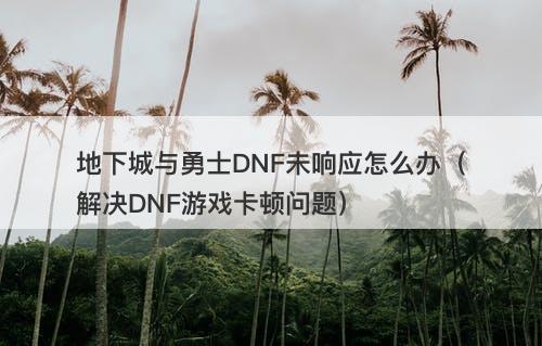地下城与勇士DNF未响应怎么办（解决DNF游戏卡顿问题）