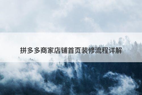 拼多多商家店铺首页装修流程详解