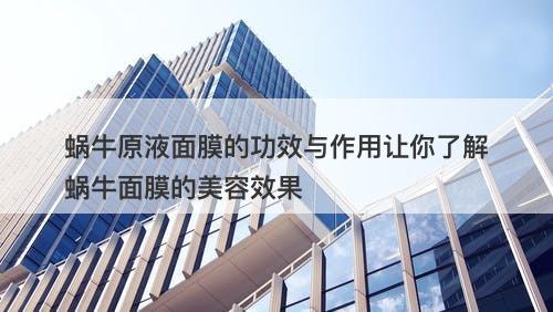 蜗牛原液面膜的功效与作用让你了解蜗牛面膜的美容效果