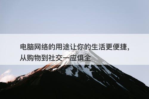 电脑网络的用途让你的生活更便捷，从购物到社交一应俱全