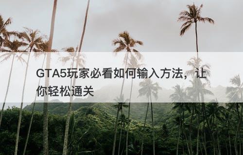 GTA5玩家必看如何输入方法，让你轻松通关