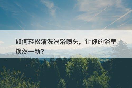 如何轻松清洗淋浴喷头，让你的浴室焕然一新？