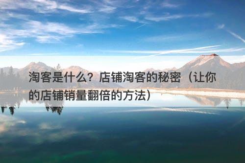 淘客是什么？店铺淘客的秘密（让你的店铺销量翻倍的方法）