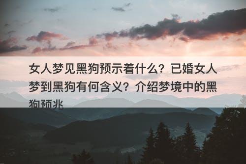 女人梦见黑狗预示着什么？已婚女人梦到黑狗有何含义？介绍梦境中的黑狗预兆