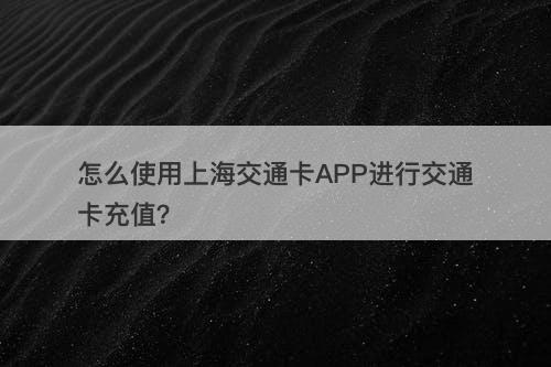 怎么使用上海交通卡APP进行交通卡充值?-图1 怎么使用上海交通卡APP进行交通卡充值?-图1
