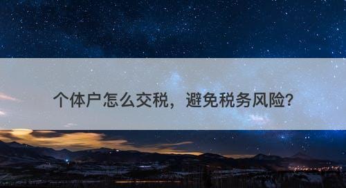 个体户怎么交税，避免税务风险？