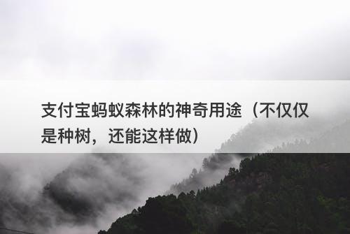 支付宝蚂蚁森林的神奇用途（不仅仅是种树，还能这样做）