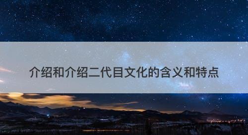 介绍和介绍二代目文化的含义和特点