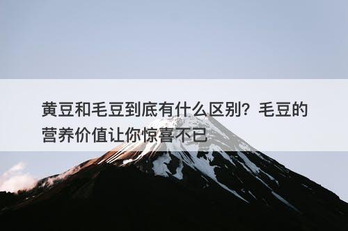 黄豆和毛豆到底有什么区别？毛豆的营养价值让你惊喜不已