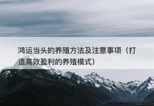 鸿运当头的养殖方法及注意事项（打造高效盈利的养殖模式）