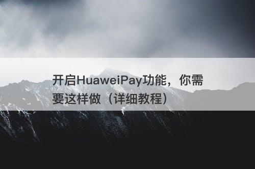 开启HuaweiPay功能，你需要这样做（详细教程）
